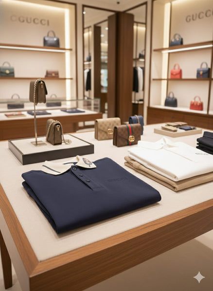 Premium Navy Polo Shirt with Signature Collar Detail Luxury Style