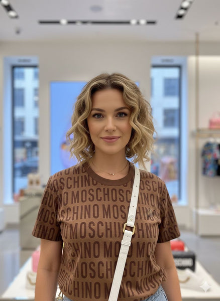 Women’s Brown Logo Print Casual T-Shirt