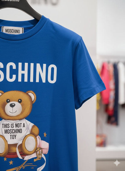 Women’s Blue Graphic T-Shirt with Teddy Bear Print