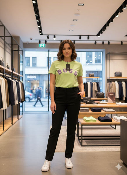 Stylish Women’s Light Green T-Shirt with Bold Logo Print