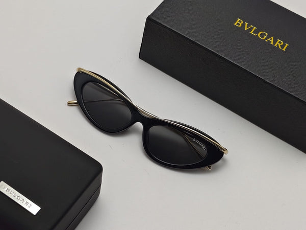 Luxury Slim Cat-Eye Sunglasses with Gold Metal Frame