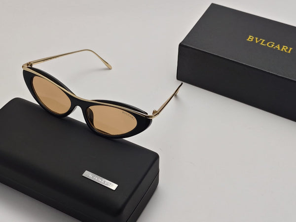 Luxury Slim Cat-Eye Sunglasses with Gold Metal Frame