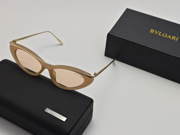 Luxury Slim Cat-Eye Sunglasses with Gold Metal Frame