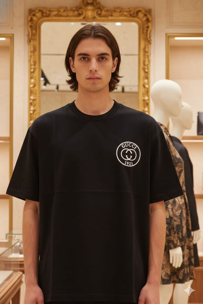 Premium Black Logo T-Shirt  Classic Luxury Street Style