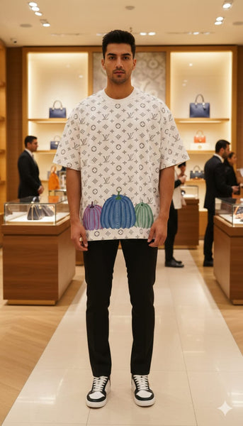 Luxury Monogram Print Graphic T-Shirt Premium Street Style