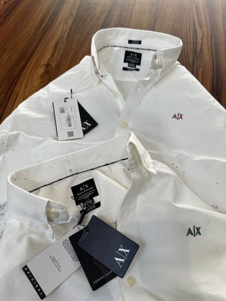 White Designer Shirt with Artistic Color Splash Detail