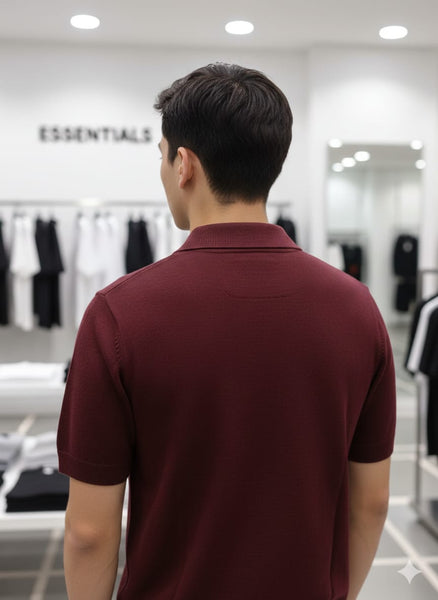 Premium Luxury Maroon Polo T-Shirt – High-End Minimal Classic Design