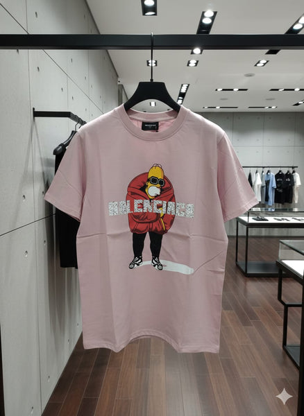 Premium Pink Cartoon Graphic Printed T-Shirt for Men