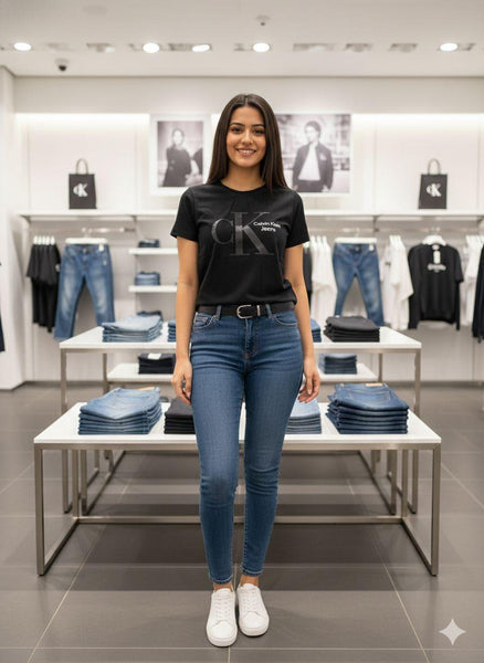 Imported Stylish Black Women’s Logo T-Shirt