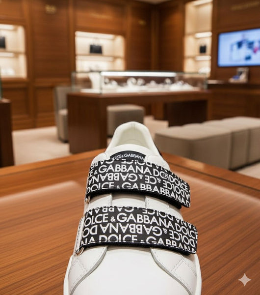 Premium White Designer Strap Sneakers for Men