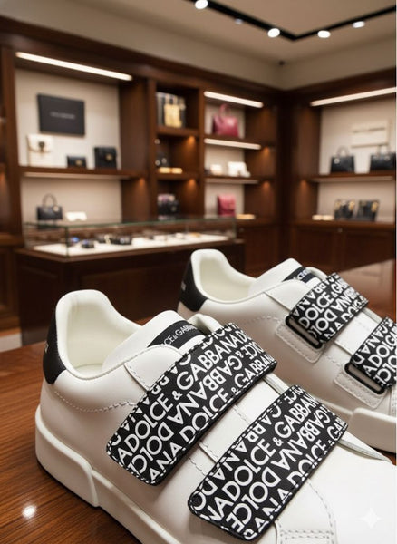 Premium White Designer Strap Sneakers for Men