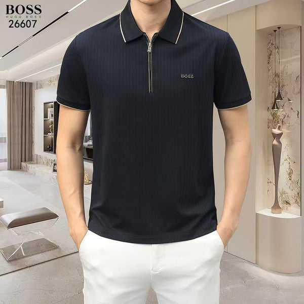 Men’s Premium Navy Zip Polo Shirt