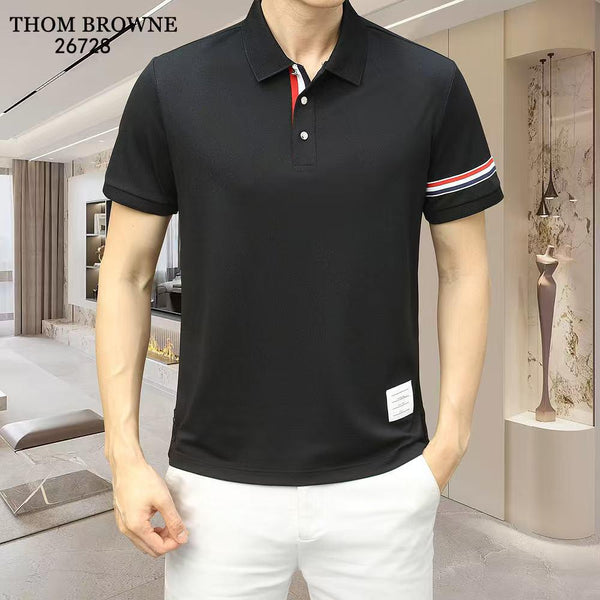 Luxury imported Classic Polo T-Shirt with Signature Stripe Detail