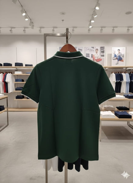 Men’s Premium Dark Green Polo T-Shirt Classic Fit with Contrast Collar Detail
