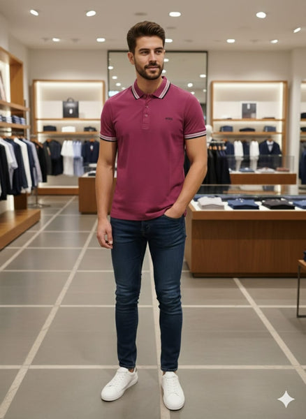 Premium Polo T-Shirt with Contrast Collar Smart Casual Style