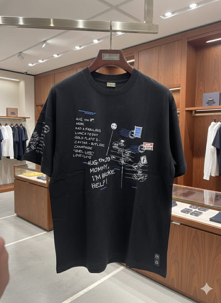 Imported Black Graphic Print Oversized T-Shirt for Men