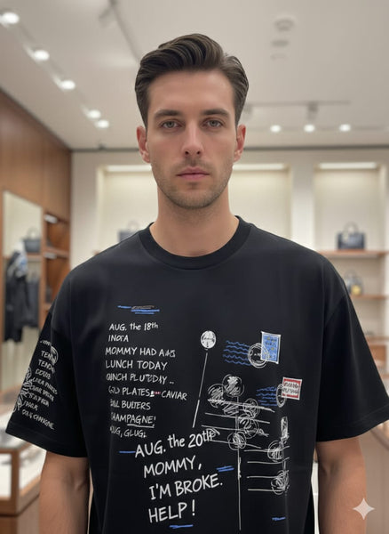 Imported Black Graphic Print Oversized T-Shirt for Men