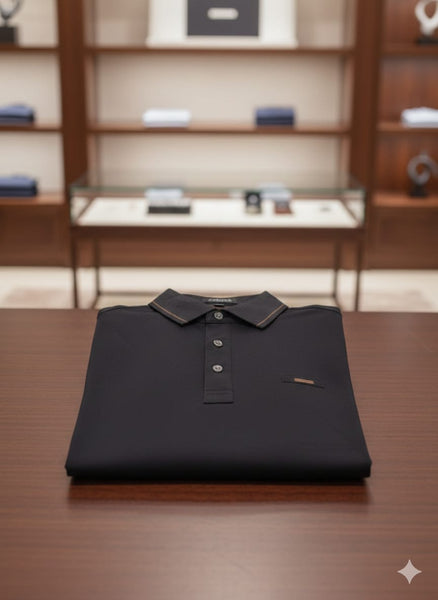 Imported  Classic Black Regular Fit Polo T-Shirt for Men
