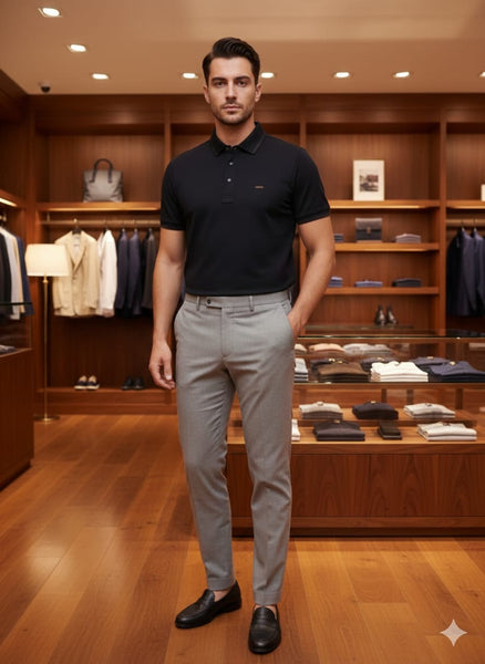 Imported  Classic Black Regular Fit Polo T-Shirt for Men