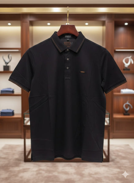 Imported  Classic Black Regular Fit Polo T-Shirt for Men