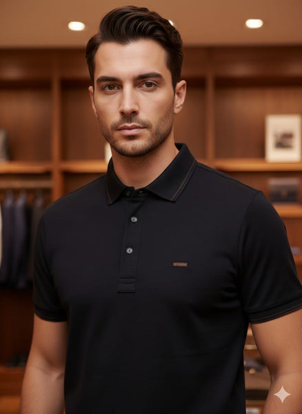 Imported  Classic Black Regular Fit Polo T-Shirt for Men
