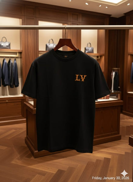 Luxury Black Crew Neck Over sized  T-Shirt with Premium Logo Detail for Men