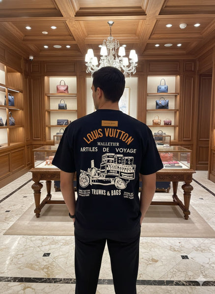 Luxury Black Crew Neck Over sized  T-Shirt with Premium Logo Detail for Men