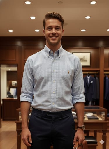 Men’s Premium Light Blue Checkered Shirt