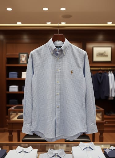 Men’s Premium Light Blue Checkered Shirt