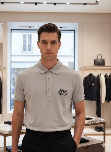 Men’s Premium Grey Polo T-Shirt Minimal Logo, Modern Classic Style