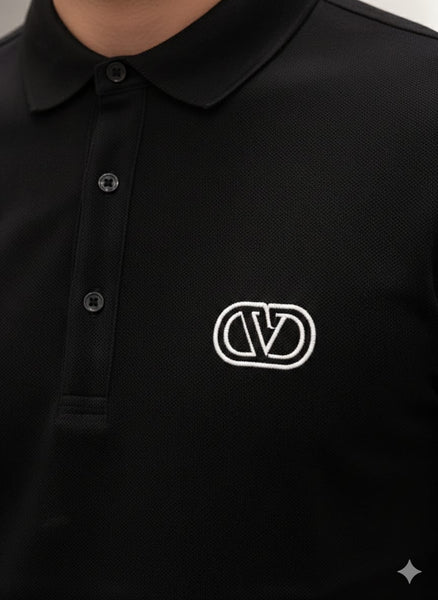 Men’s Premium Black Polo T-Shirt  Minimal Logo, Smart Casual Style