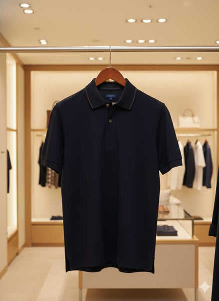 Men’s Premium Navy Blue Polo T-Shirt Classic Minimal Luxury Style