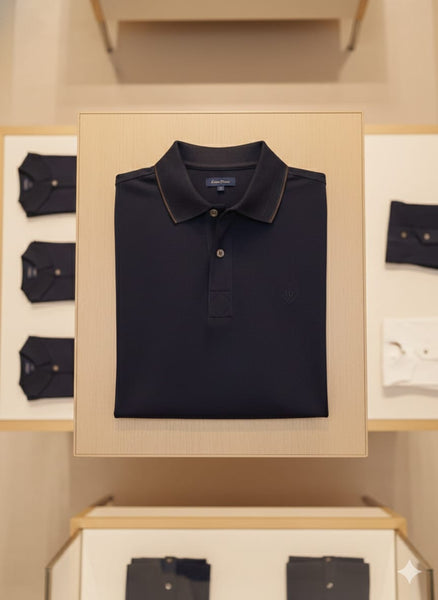 Men’s Premium Navy Blue Polo T-Shirt Classic Minimal Luxury Style