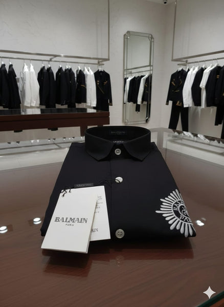 Luxury Black Designer Regular Fit Shirt with Signature Emblem