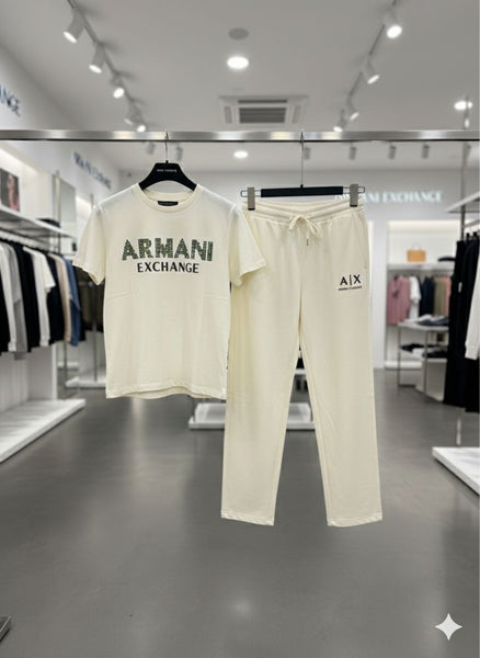 Women’s Premium Cream Co-Ord Set Stylish Printed T-Shirt with Matching Track Pant