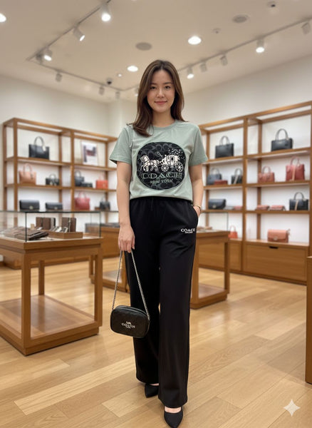 Women’s Printed T-Shirt with Black Straight Pants Stylish Casual Co-Ord Set