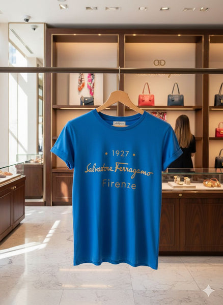 Women’s Blue Premium Graphic T-Shirt  Classic Round Neck Casual Tee