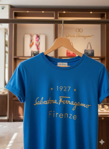 Women’s Blue Premium Graphic T-Shirt  Classic Round Neck Casual Tee