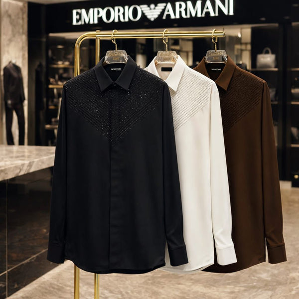 Premium Designer Studded V-Pattern Shirt Luxury Party Wear Collection