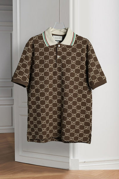 Men’s Luxury Brown Monogram Polo T-Shirt