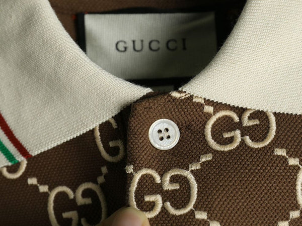 Men’s Luxury Brown Monogram Polo T-Shirt