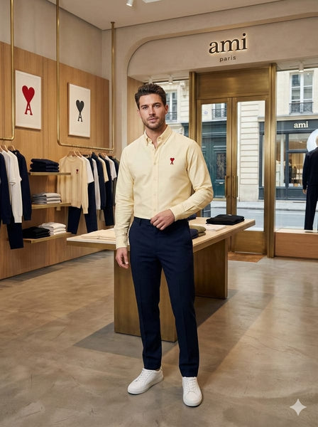 Premium Casual Wear Button-Down Shirt with Signature Heart Logo