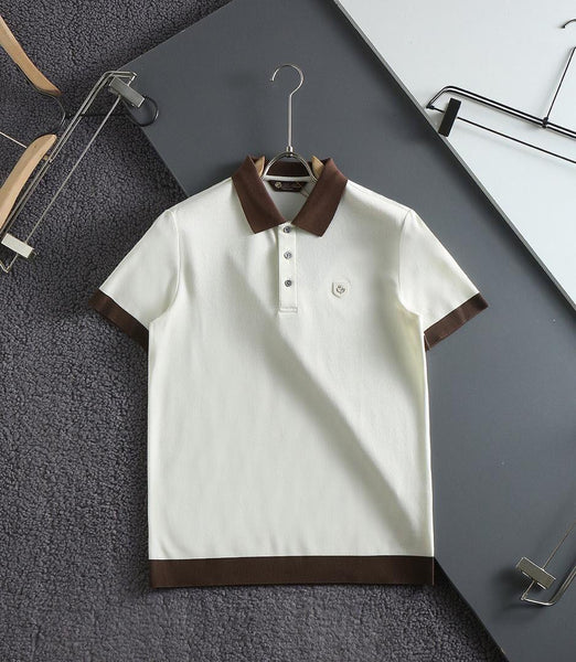 Premium Polo Shirt with Brown Contrast Collar Smart Casual Style