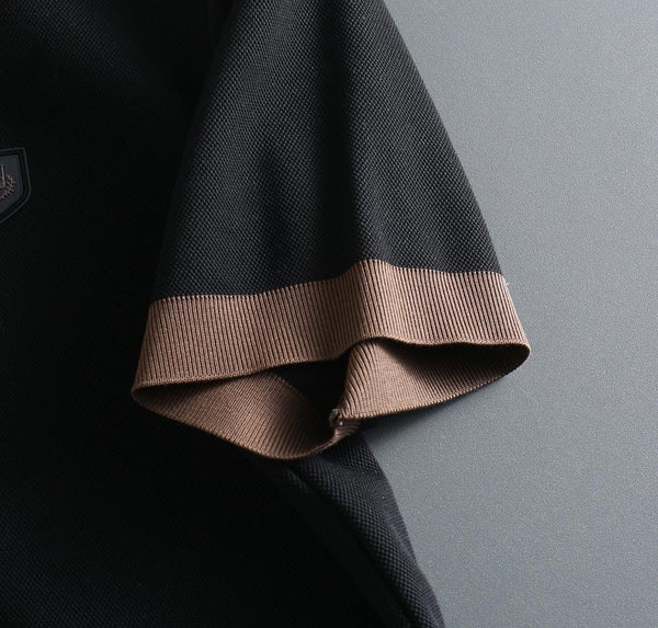 Premium Polo Shirt with Brown Contrast Collar Smart Casual Style