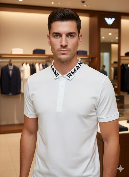 Premium White Designer Polo Shirt Modern Regular Fit Style