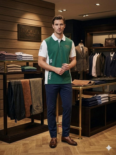Men’s Premium Polo T-Shirt Sporty Contrast Design