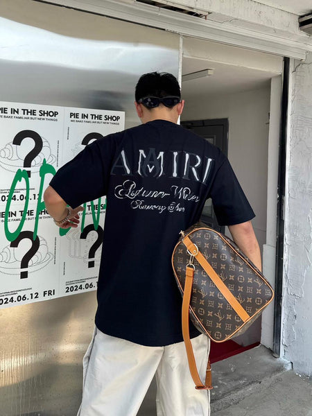 Imported  Premium Brand Embroidered Brand Script Drop Shoulder T-shirt