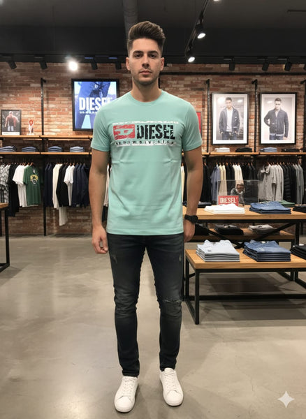 Premium Mint Green Logo Graphic T-Shirt for Men