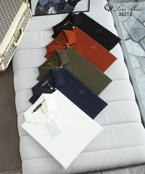 Men’s Premium Ribbed Polo T-Shirt Elegant Luxury Casual Polo