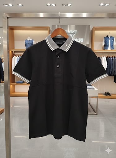 Men’s Premium Black Polo T-Shirt  with Contrast Collar